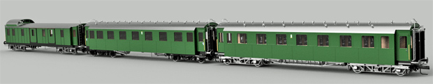 Bayerische Schnellzugwagen von MAM, Spur 1. Foto: MAM